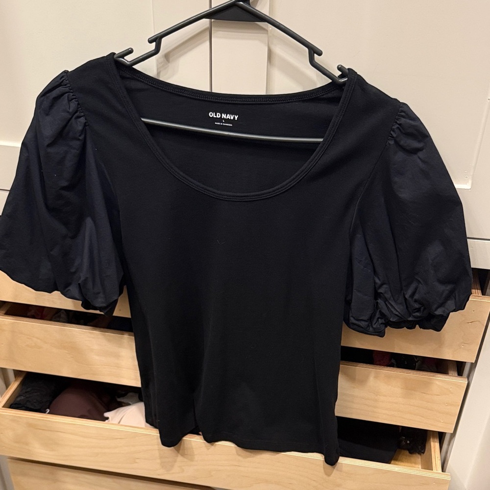Old Navy Women's Elegant Black Puff Sleeve Blouse
